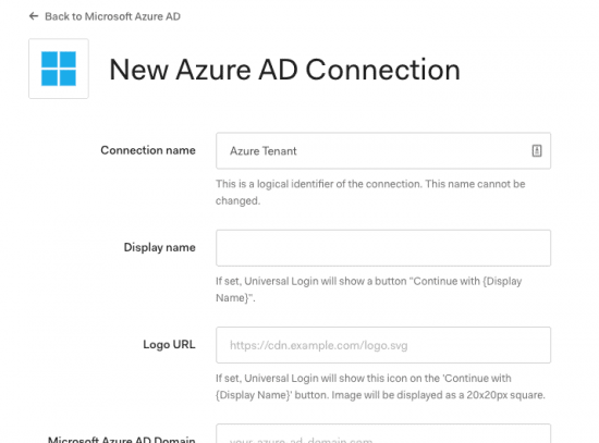 new azure ad connection